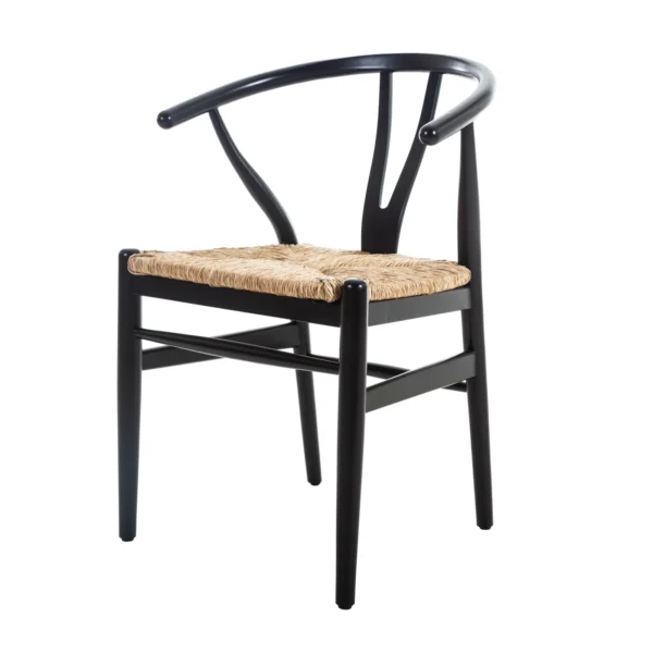 Vintage Siyah Ahşap Sandalye, masif ahşap gövdesi, doğal hasır oturma alanı ve ergonomik tasarımıyla konfor ve şıklığı bir araya getiriyor. Şimdi en uygun fiyatlarla keşfedin!