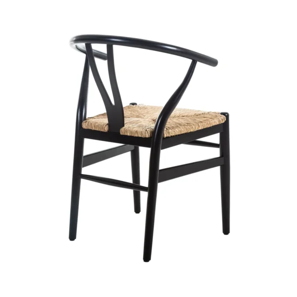 Vintage Siyah Ahşap Sandalye, masif ahşap gövdesi, doğal hasır oturma alanı ve ergonomik tasarımıyla konfor ve şıklığı bir araya getiriyor. Şimdi en uygun fiyatlarla keşfedin!