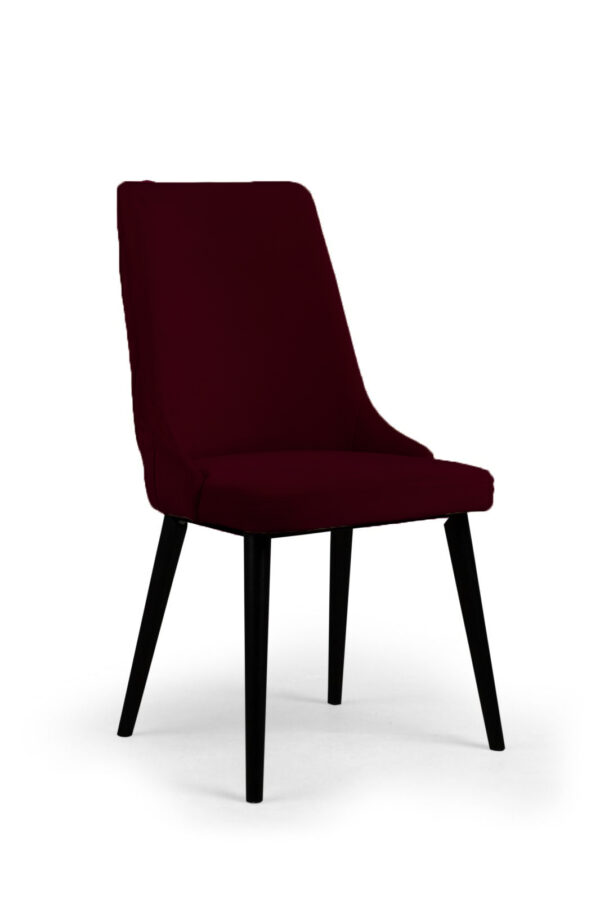 Bordo yemek sandalyesi, kadifemsi dokusu ve ergonomik yapısıyla hem konforlu hem de şık! Şimdi sipariş ver, yaşam alanına zarafet kat!