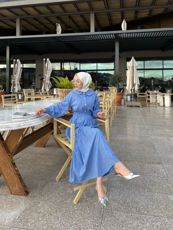 Zarafetin ve ışıltının buluştuğu Aurora Elegance bebe yaka sim detaylı elbise takım. 5 renk seçeneği ve 36-44 beden aralığıyla şimdi keşfedin!