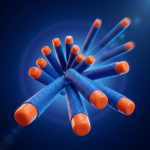 Nerf uyumlu sünger mermi mavi turuncu uçlu 7.2cm yumuşak yedek dart