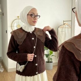 Pelerin Yakalı Angora Hırka