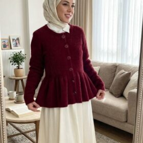 Peplum Kesim Angora Hırka