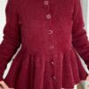 Bordo peplum angora hırka, taş düğmeli, krem etekle tesettür kombin
